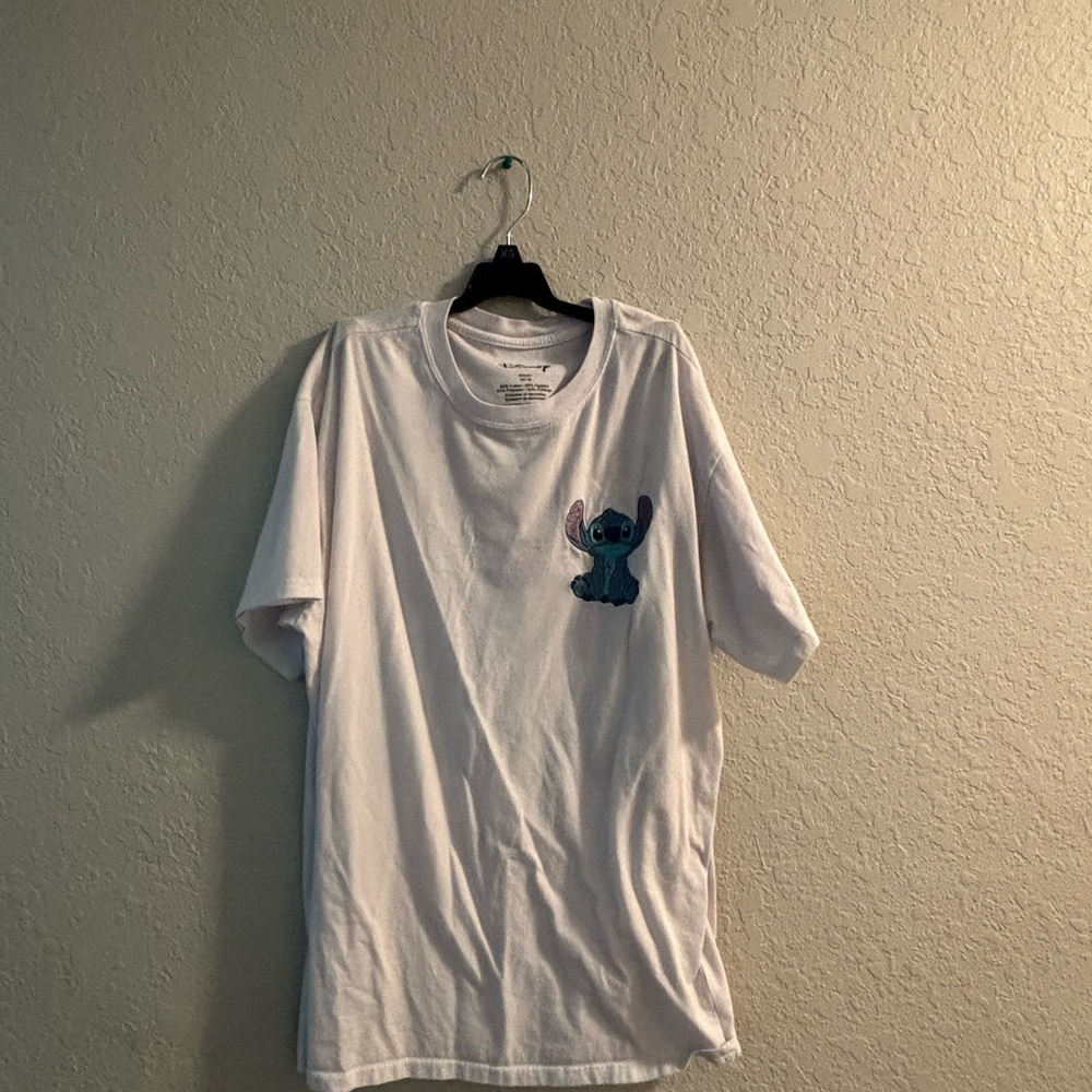 Disney White T-Shirt with Stitch Embroidery